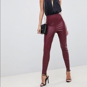 Red Faux Leather Leggings by ASOS